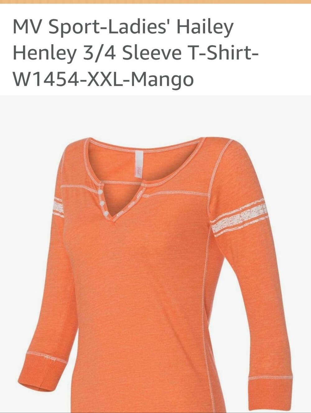 MVM Sport Mango Women's 3/4 Sleeve Top, EUC, size large, not xxl, no size tag